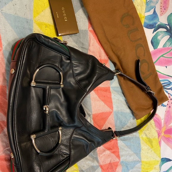 Gucci Horsebit Hobo Bag Black Leather and Gucci Web detail - Picture 2 of 16